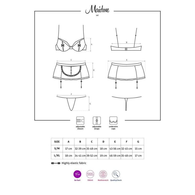 Maidme Set 5 Pc-0192-BLK-L/XL