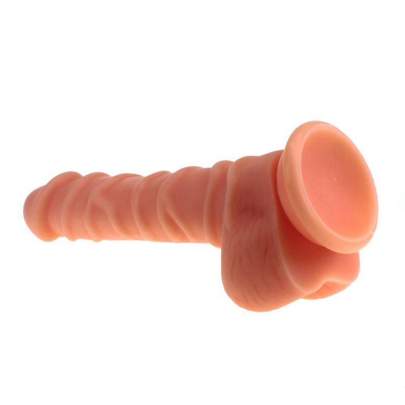 Realistic Dildo Ridged Shaft w Balls Flesh-SILICONE-010-FLE