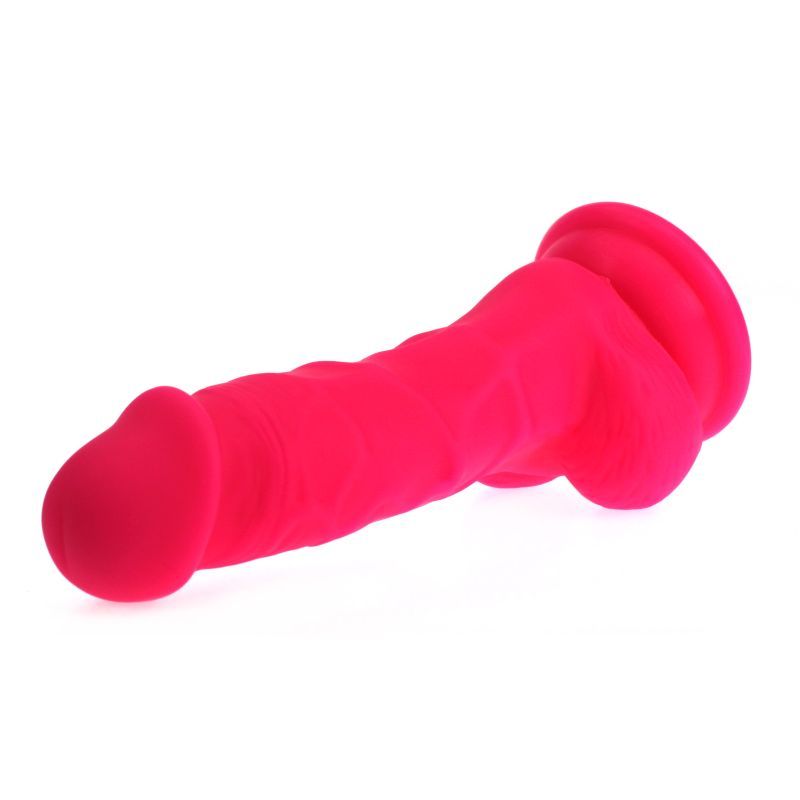 Realistic Dildo Veined Shaft w Balls Pink-SILICONE-011-PNK