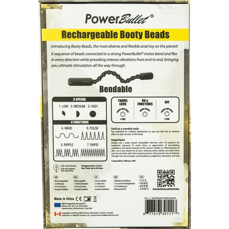 Rechargeable Booty Beads Black-3911-11