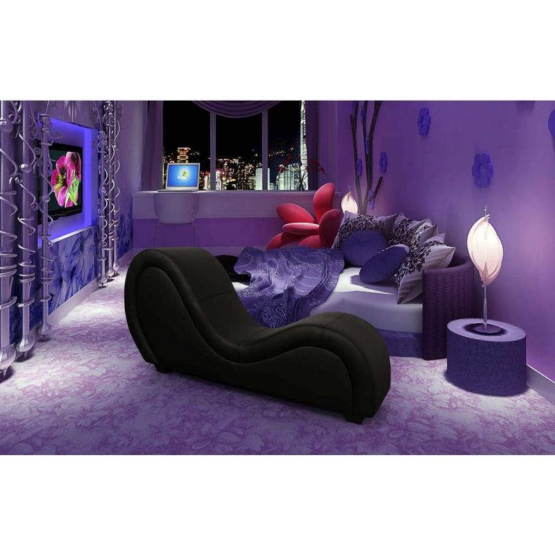 Kama Sutra Mebon Chaise Love Lounge Leather Black-A125-L-BLK