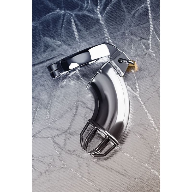 Silver Metal Cock Cage w Rings and Lock-717201