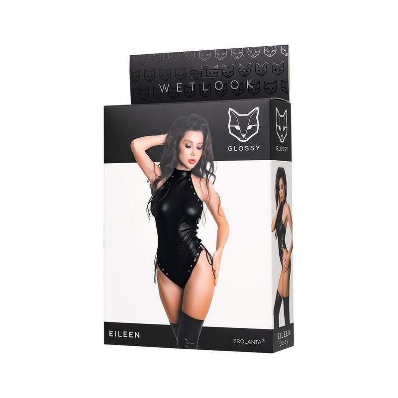 Glossy Eileen Bodysuit-955042-BLK-S