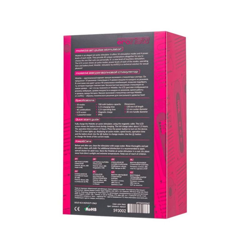 eroTeq Vacuum-Wave Clitoral Vibrator Molette Pink-593002