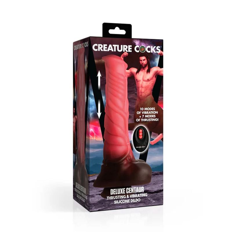 Deluxe Centaur Thrusting & Vibrating Silicone Dildo-AH328