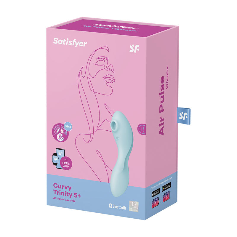 Satisfyer Curvy Trinity 5 - Blue USB Rechargeable Air Pulse Stimulator & Vibrator with App Control-4036564