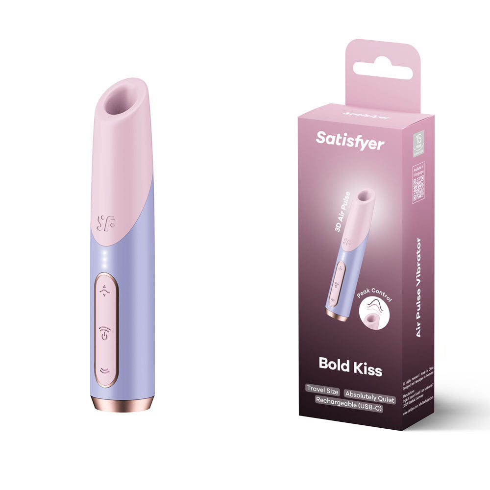 Satisfyer Bold Kiss - Purple USB Rechargeable Air Pulse Stimulator-4078533