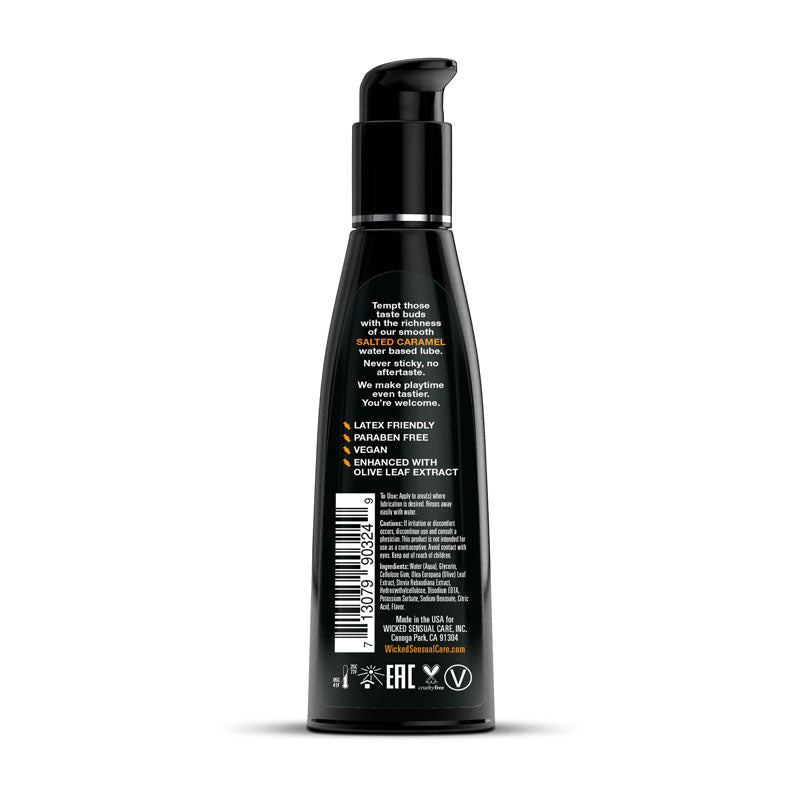 Wicked Aqua Salted Caramel - Salted Caramel Flavoured Water Based Lubricant - 120 ml (4 oz) Bottle-90324
