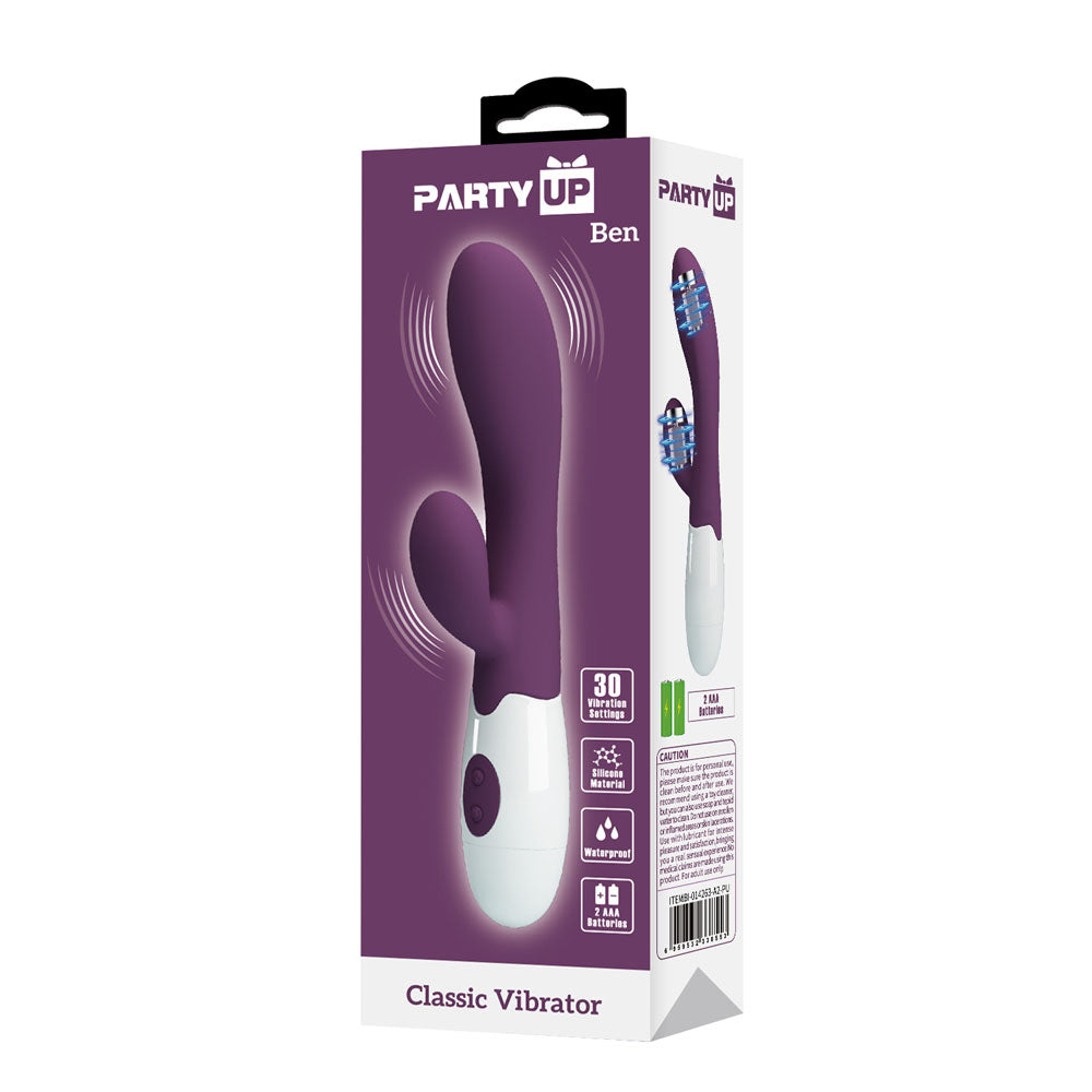 Party Up BEN Classic Vibe - Purple - Purple 20 cm Rabbit Vibrator-BI-014263-A2-PU