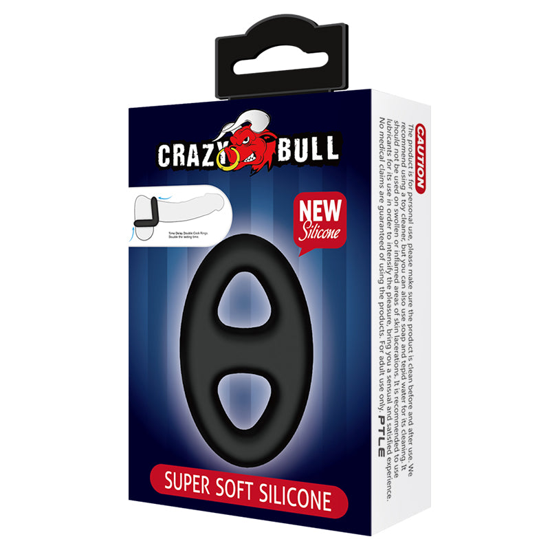 CRAZY BULL Oval Cock & Ball Ring - Black Cock & Ball Ring-BI-210184