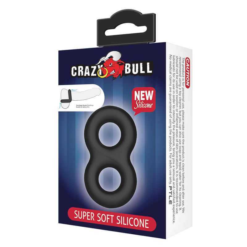 CRAZY BULL Double Donut Cock & Ball Ring - Black Cock & Ball Ring-BI-210185