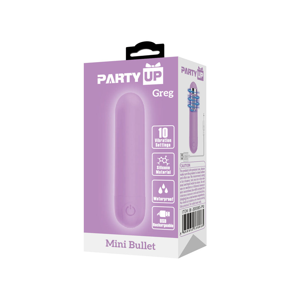 Party Up GREG Mini Bullet - Purple - Purple 8 cm USB Rechargeable Bullet-BI-300085-PU