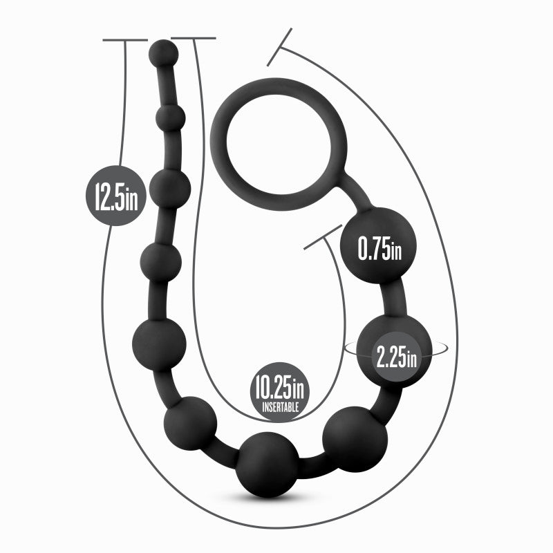 Anal Adventures Platinum 10 Anal Beads - Black - Black 31.7 cm Anal Beads-BL-11015
