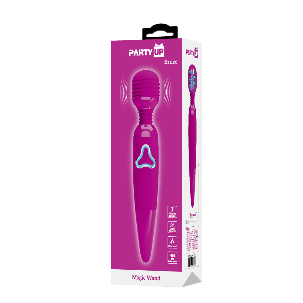 Party Up BRUCE Wand - Pink - Pink 25 cm USB Rechargeable Massage Wand-BW-055010-PU