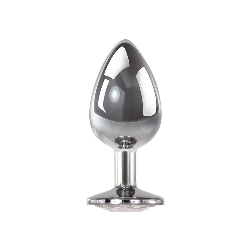 Adam & Eve Clear Gem Anal Plug - Large - Metallic 9.5 cm Large Butt Plug with Clear Gem Base-C656 2488