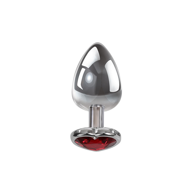 Adam & Eve Red Heart Gen Anal Plug - Medium - Metallic 8.25 cm Butt Plug with Heart Gem Base-E161 8568