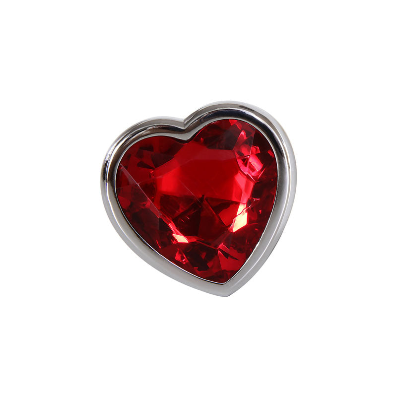 Adam & Eve Red Heart Gen Anal Plug - Medium - Metallic 8.25 cm Butt Plug with Heart Gem Base-E161 8568