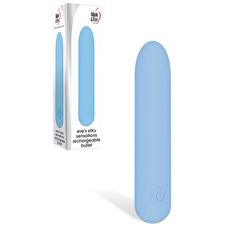 Adam & Eve Eves Silky Sensations Rechargeable Bullet - Blue 9.4 cm USB Rechargeable Bullet-E195 4000