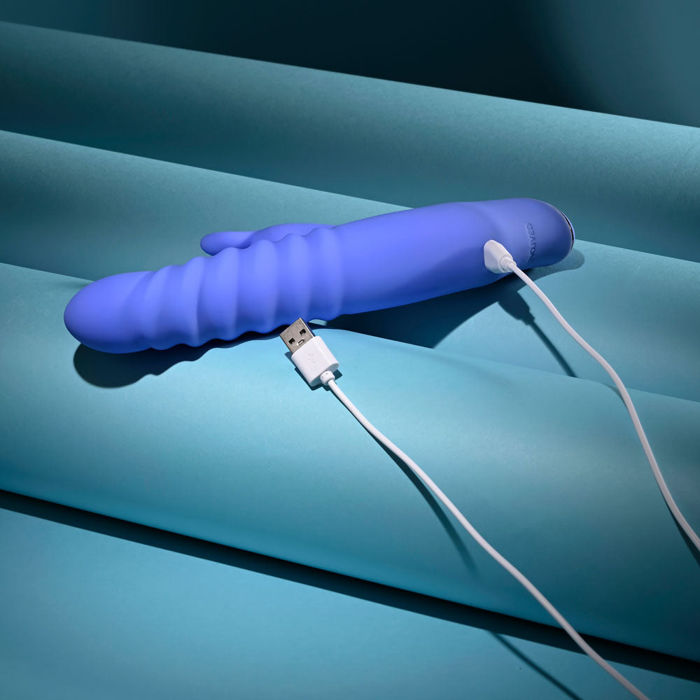 Evolved KNOCK KNOCK - Purple 22.9 cm USB Rechargeable Rabbit Vibrator with Flicking Head - EN-RS-7562-2