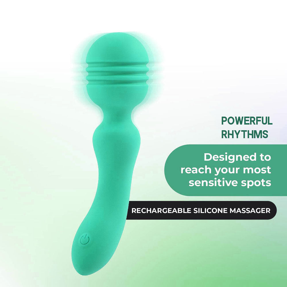 Xciter - Teal - Teal 16.5 cm USB Rechargeable Massage Wand-FPBQ048A00-026