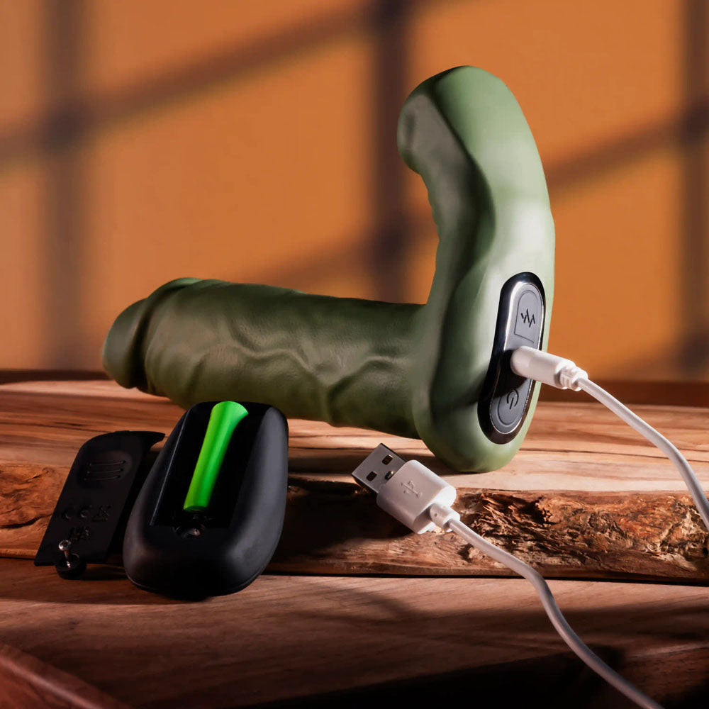 Gender X THE HUNK - Green 15.2 cm USB Rechargeable Thrusting Vibrator with Remote-GX-RS-5568-2