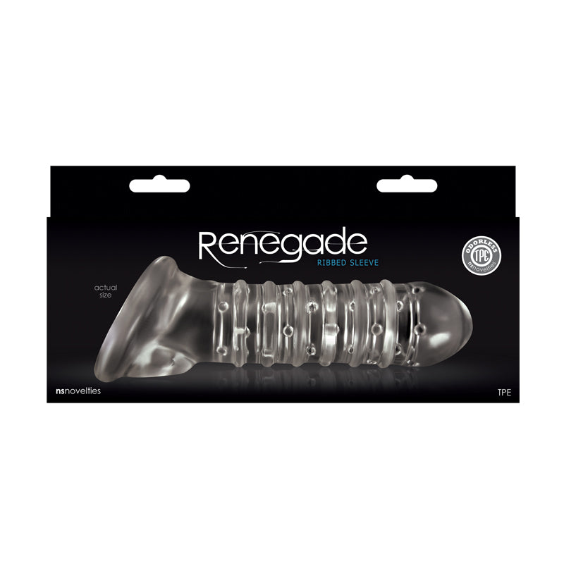 Renegade - Ribbed Extension - Clear Penis Extension Sleeve-NSN-1115-51