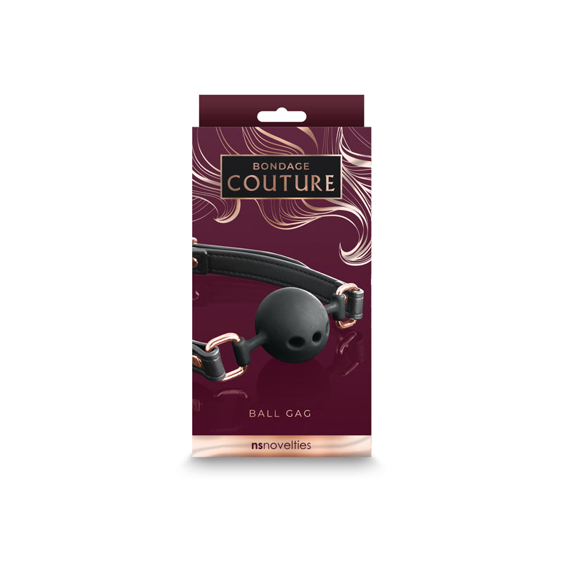 Bondage Couture Ball Gag - Black - Black Mouth Restraint-NSN-1306-73