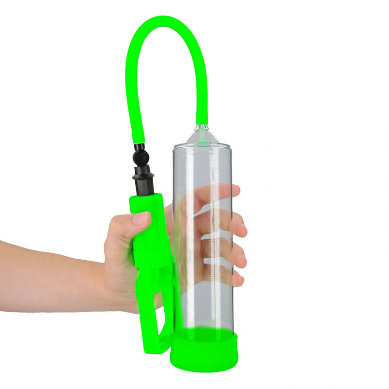 OUCH! Glow In The Dark Comfort Beginner Pump - Clear/Glow Penis Pump-OU786GLO