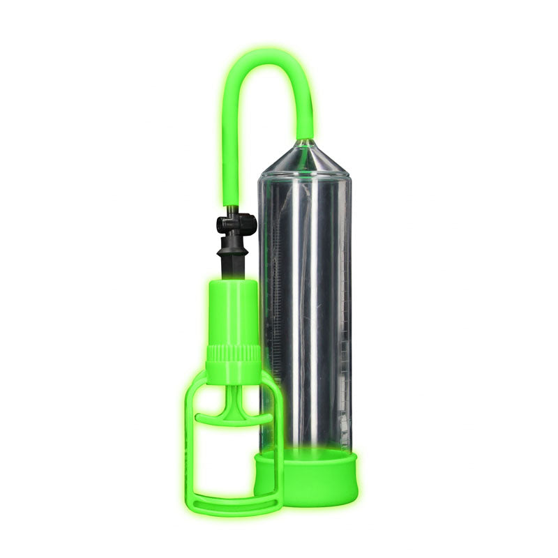 OUCH! Glow In The Dark Comfort Beginner Pump - Clear/Glow Penis Pump-OU786GLO