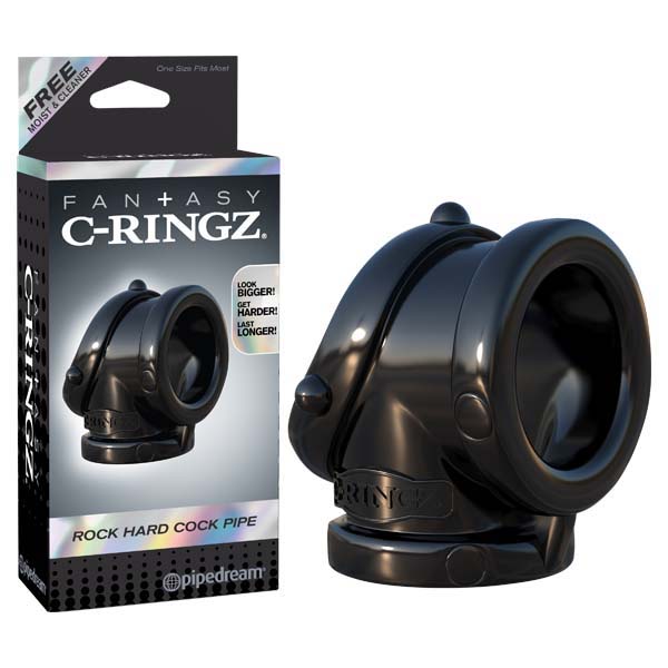 Fantasy C-ringz Rock Hard Cock Pipe - Black Cock & Ball Rings-PD5921-23