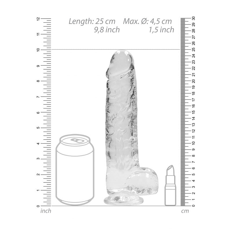RealRock 9 Realistic Dildo With Balls - Clear 22.9 cm Dong-REA093TRA