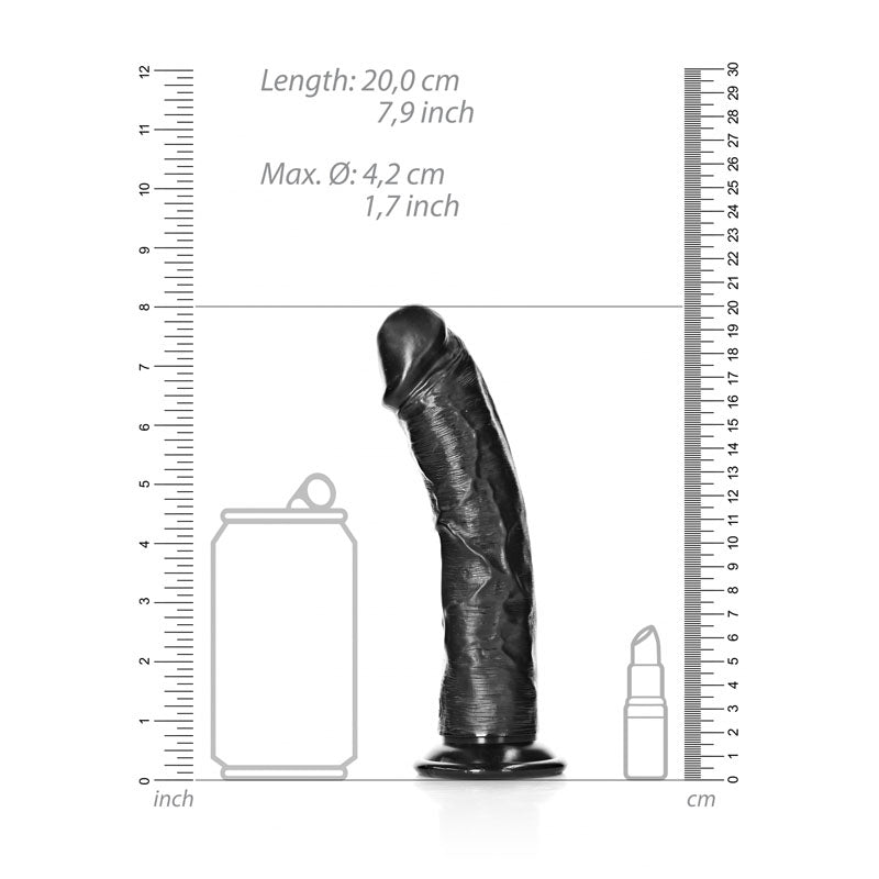 REALROCK Realistic Regular Curved Dildo with Suction Cup - 18 cm - Black 18 cm (7) Dong-REA117BLK