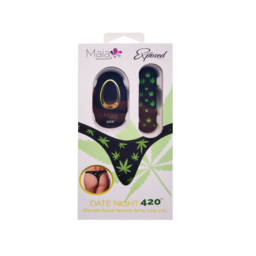 Maia DATE NIGHT 420 PANTY VIBE - L/XL - Black L/XL 420 Panty with Black USB Rechargeable Bullet & Remote-RM330-LF4-LXL