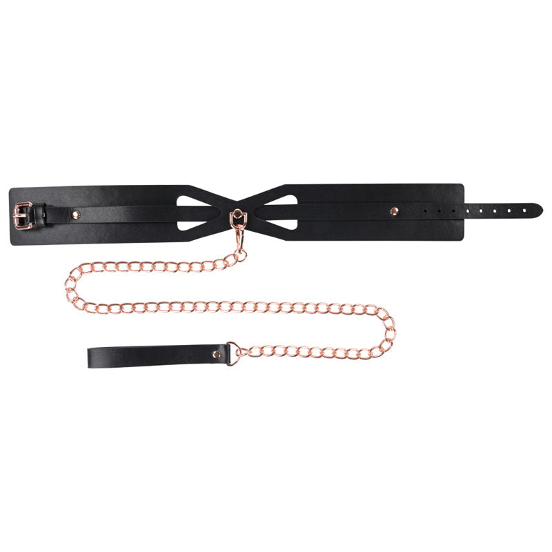 Sex & Mischief Brat Collar & Leash - Rose Gold/Black Restraint-SS09841