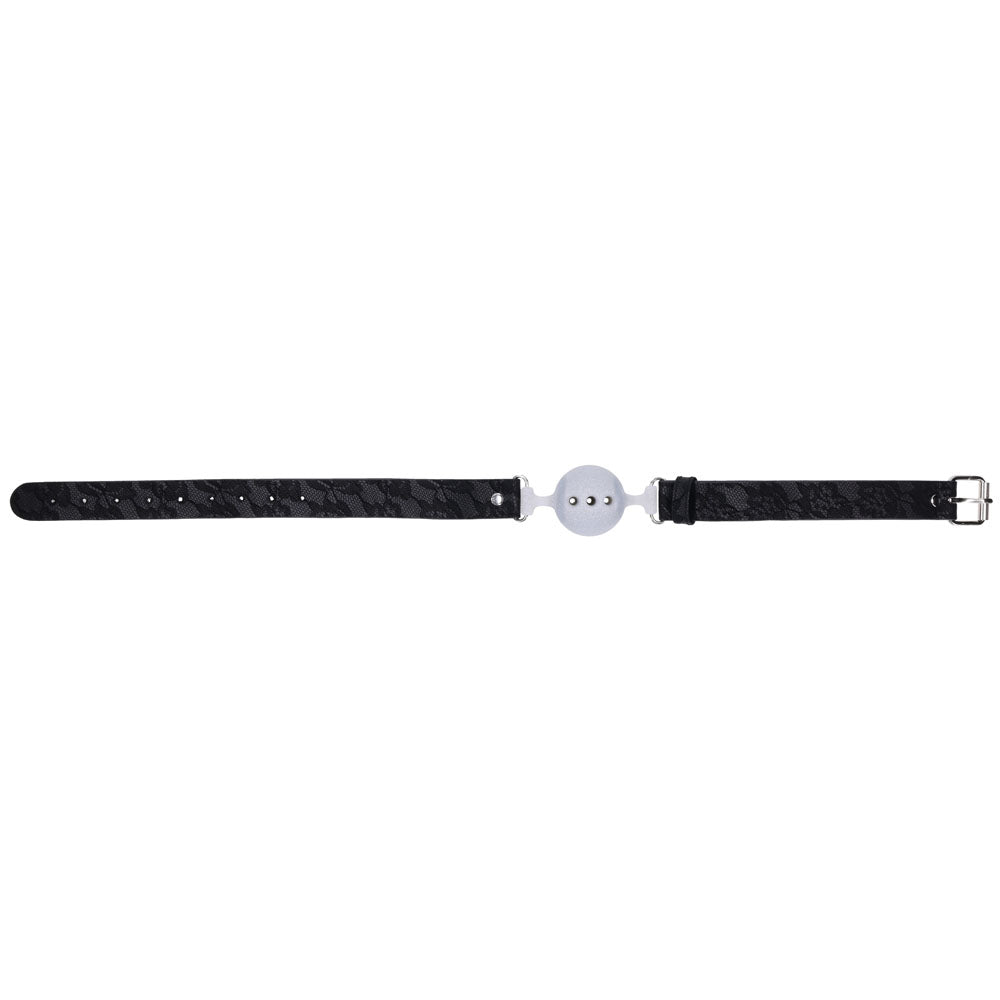 Sex & Mischief Lace Silicone Breathable Ball Gag - Black/Grey Mouth Restraint-SS10112