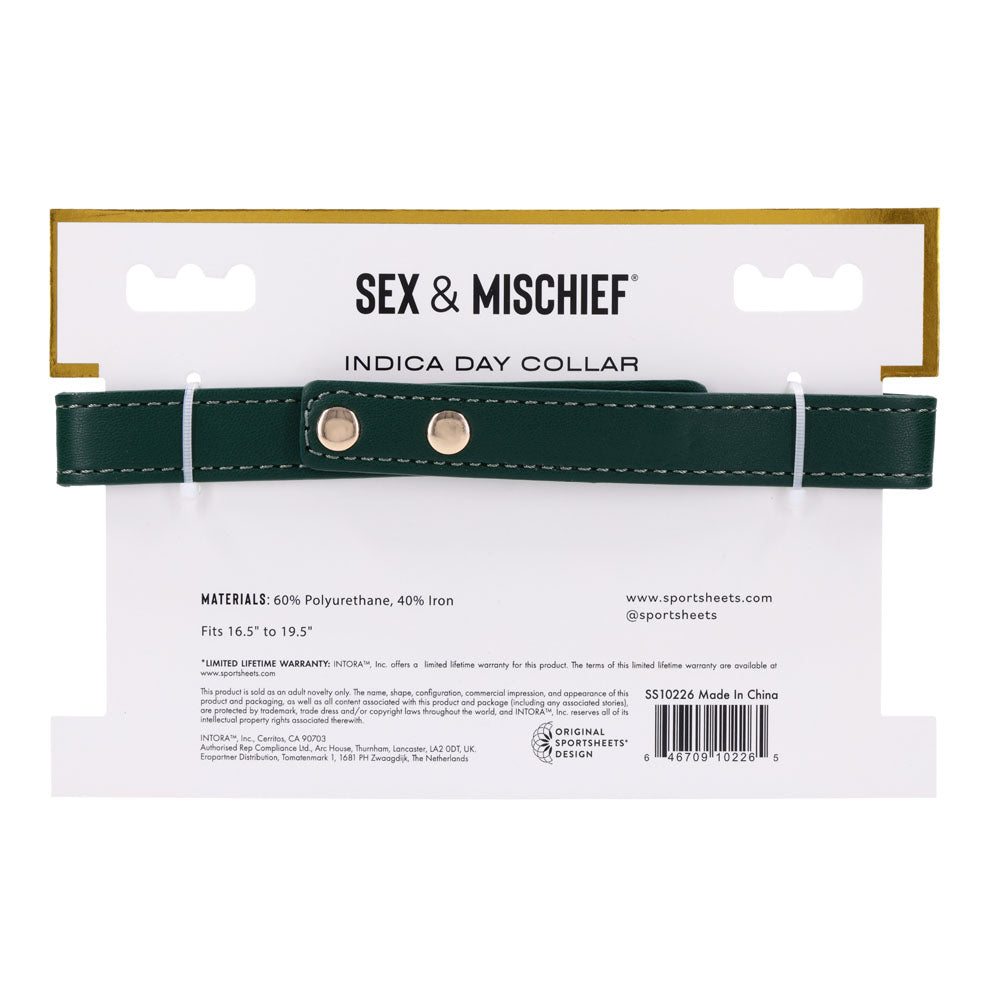 Sex & Mischief Indica Day Collar - Green/Gold Collar-SS10226
