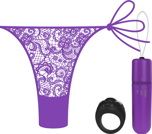 Vibrating Panty Set W/ Remote Ring 4t High Pitch Treble (Grape)-4TPNT-GP