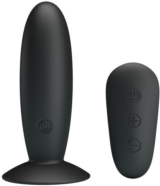 Remote Control Vibrating Anal Plug (Black)-BI-040045W-MR