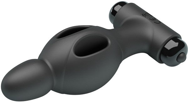 Silicone Vibrating Anal Plug (Black)-BI-210214-MR