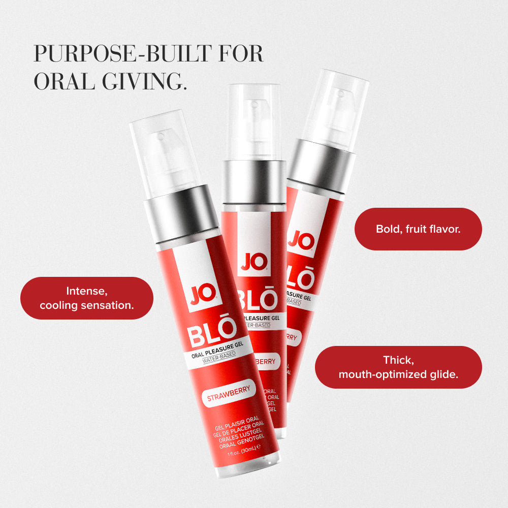 JO Blo Strawberry - Strawberry Flavoured Oral Pleasure Gel - 30 ml Bottle - 10151