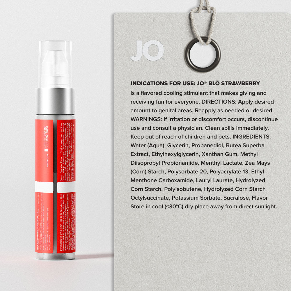 JO Blo Strawberry - Strawberry Flavoured Oral Pleasure Gel - 30 ml Bottle - 10151