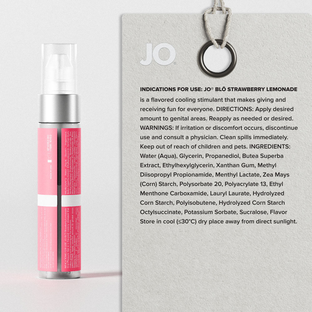 JO Blo Strawberry Lemonade - Strawberry Lemonade Flavoured Oral Pleasure Gel - 30 ml Bottle - 10153
