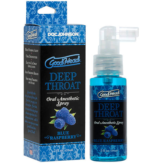GoodHead Deep Throat Spray - Blue Raspberry Flavoured Deep Throat Spray - 59 ml Bottle-1360-39-BX