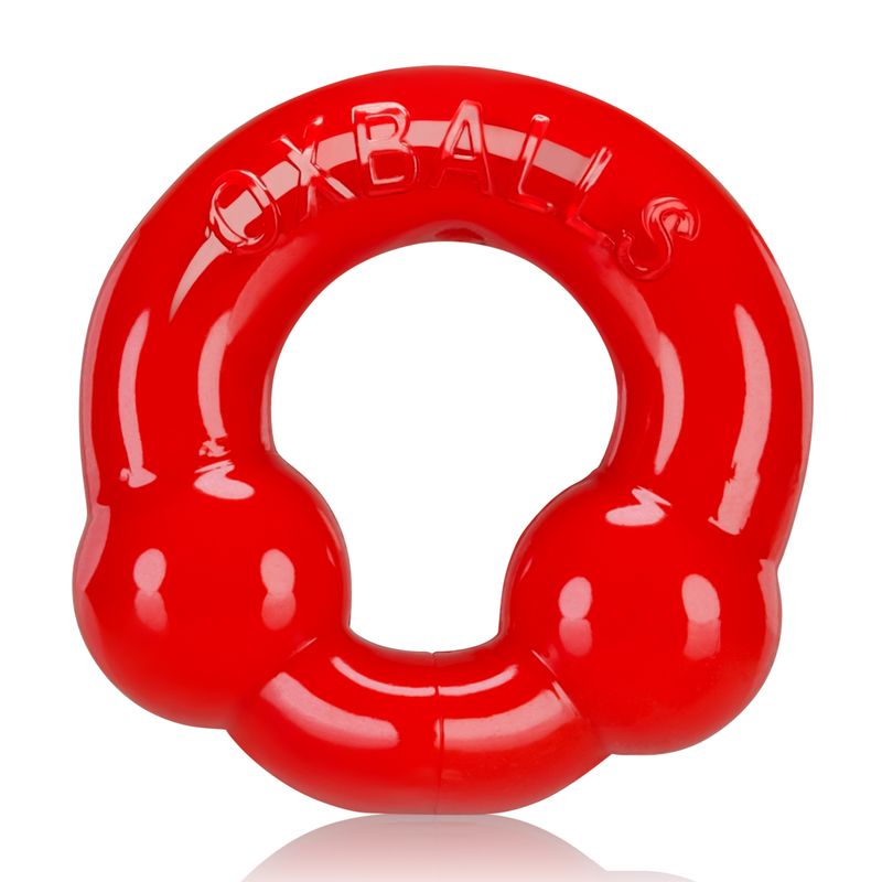 Ultraballs 2 Pk Cockring Steel And Red-OX-3010-STL/RED