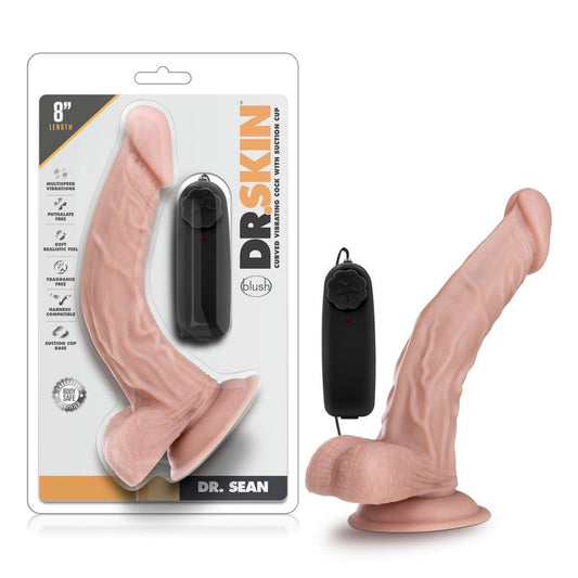 Dr Skin Dr Sean 8in Vibrating Cock with Suction Cup Vanilla-BL-13493