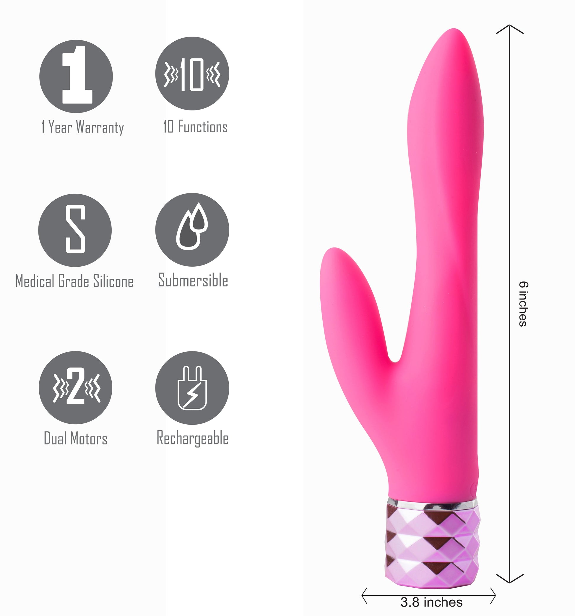 Maia Victoria - Pink 15.2 cm USB Rechargeable Rabbit Vibrator-16-06-P1