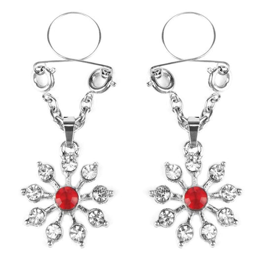 Ruby and Diamond Star Nipple Jewellery-PK-301-RED
