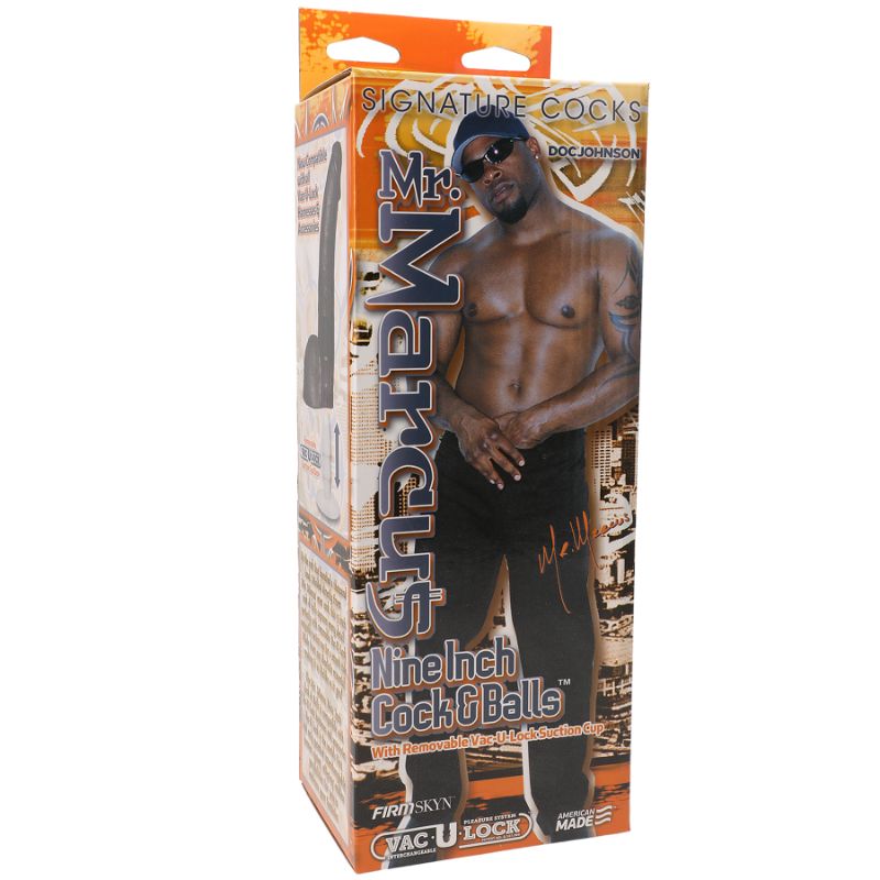 Mr. Marcus 9in Realistic Cock And Balls Black-8050-01-BX