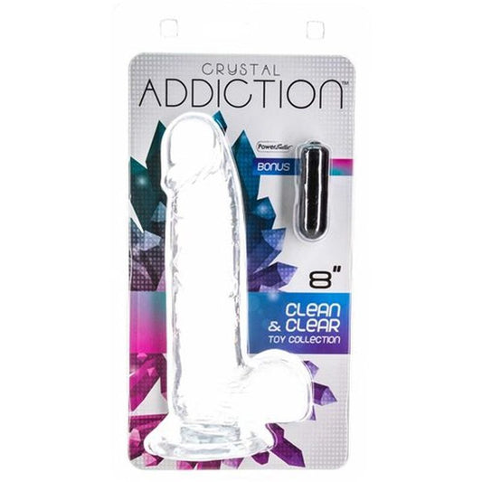 Crystal Dildo w Balls 8in Clear-863-20
