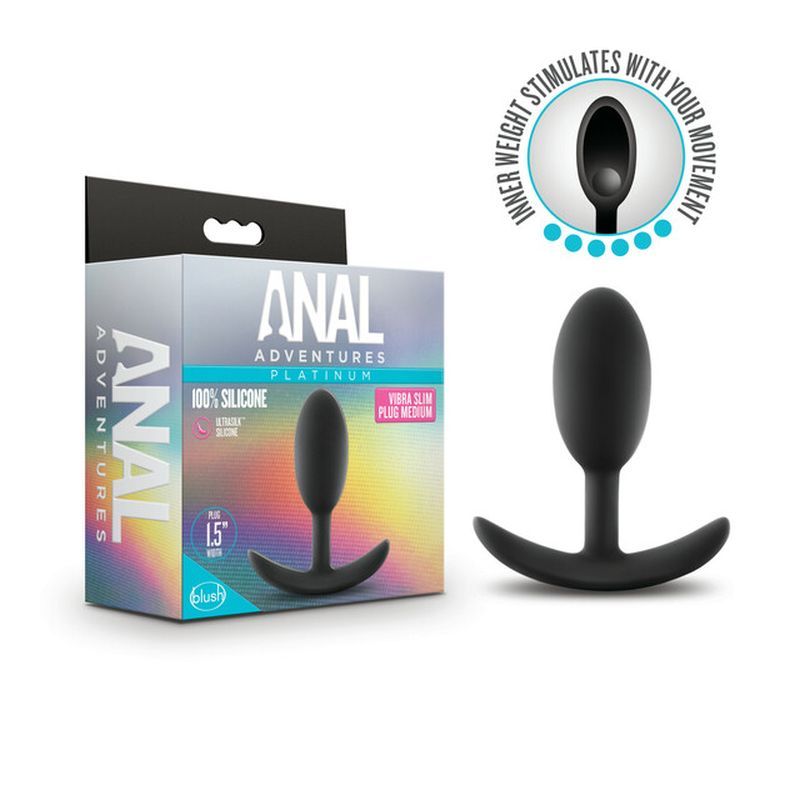 Anal Adventures Platinum Silicone Vibra Slim Plug Medium-BL-11875